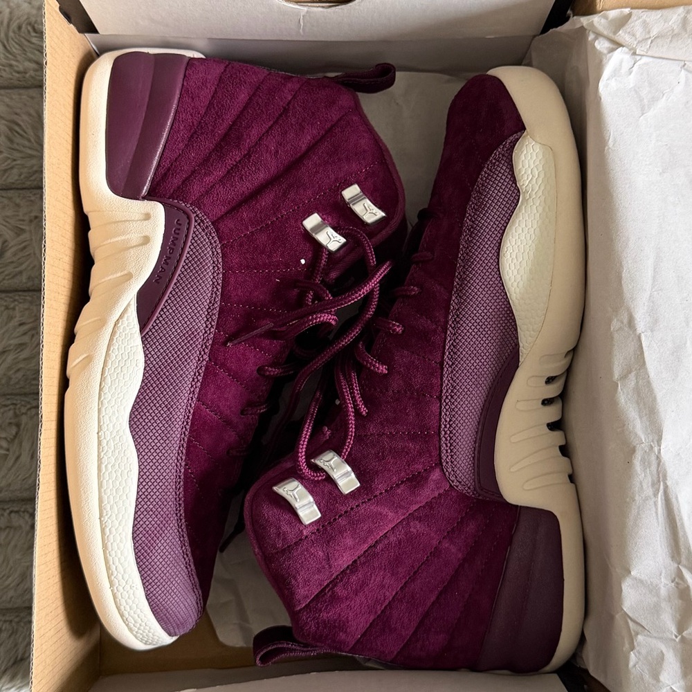 Size 7Y Jordan 12s Burgundy Sneakers